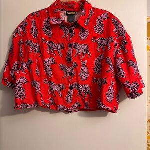 Nooworks Sondler Cat Print cropped shirt